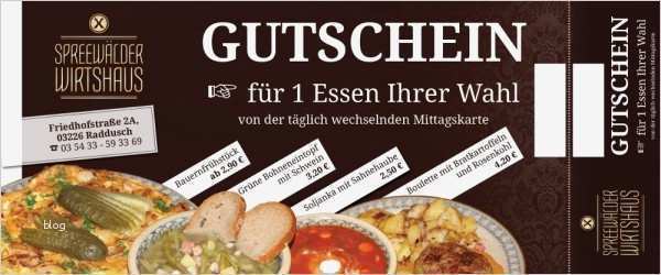 Gutschein Restaurant Vorlage Cool Gutschein Für Ein Essen In Spreewälder