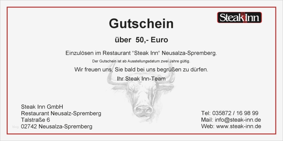 Gutschein Restaurant Vorlage Inspiration Steak Inn – Hotel & Restaurant Das Steak Restaurant In