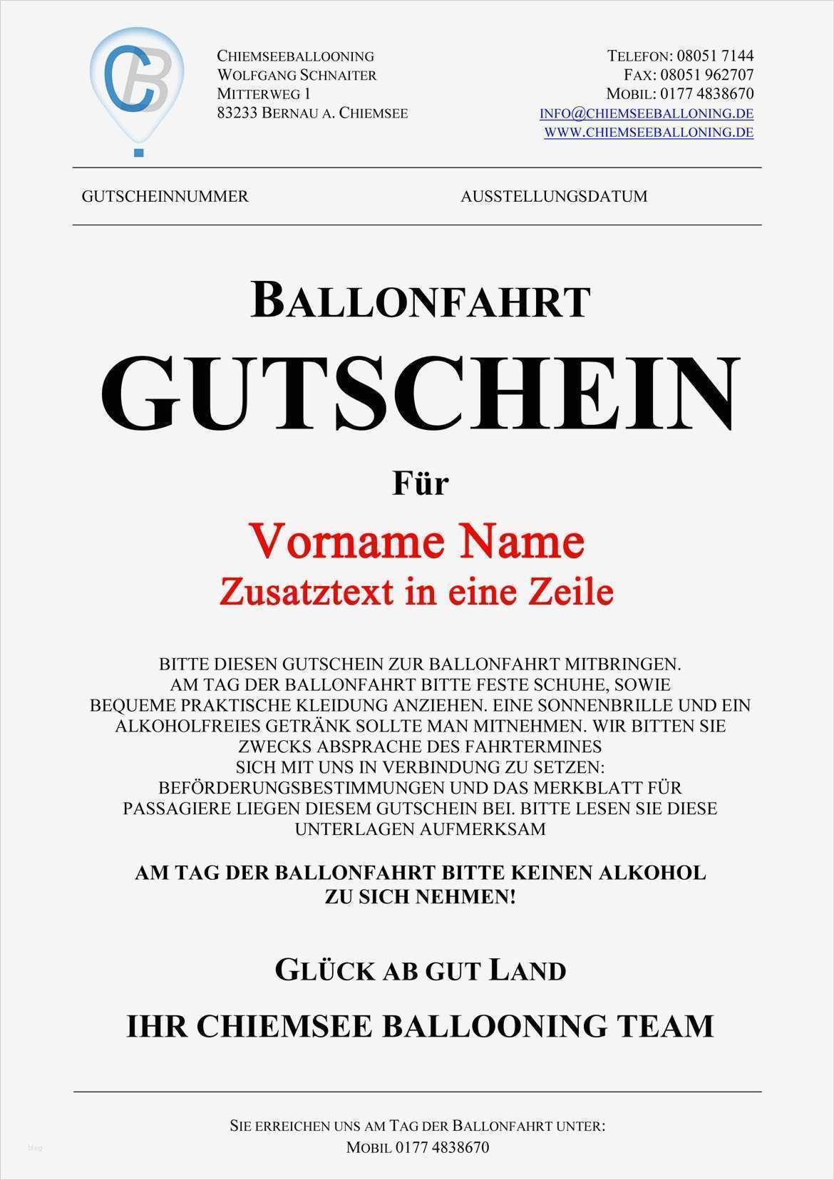Gutschein Vorlage Muster Best Of Zwei Personen Ballonfahrt Gutschein Chiemseeballooning