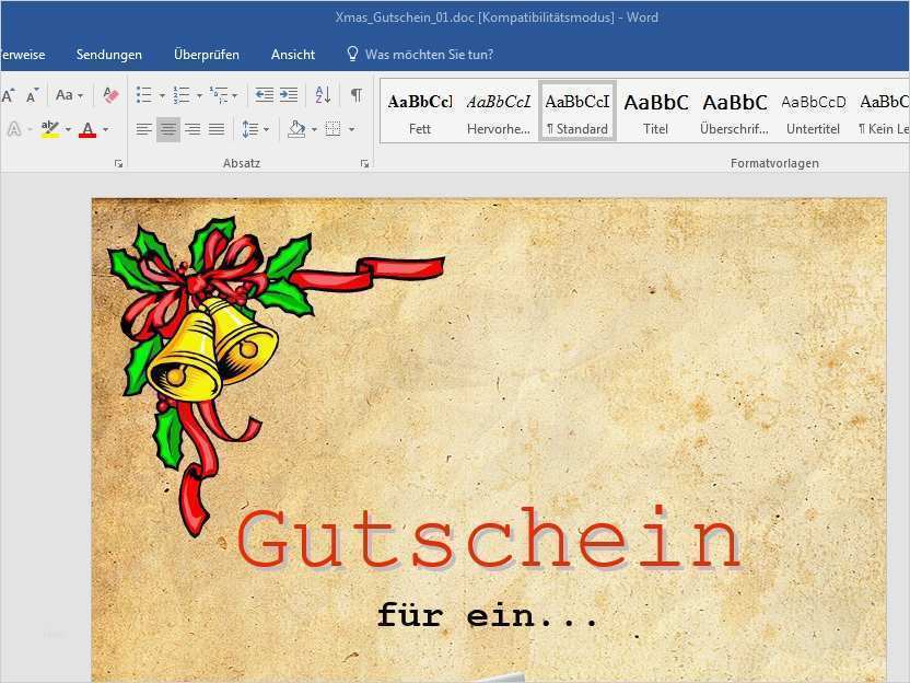 Geschenk Gutschein Word Vorlage Download CHIP