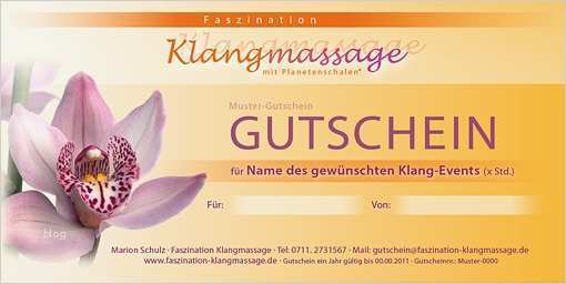 Gutschein Vorlage Wellness Wunderbar Faszination Klangmassage L Gutscheine
