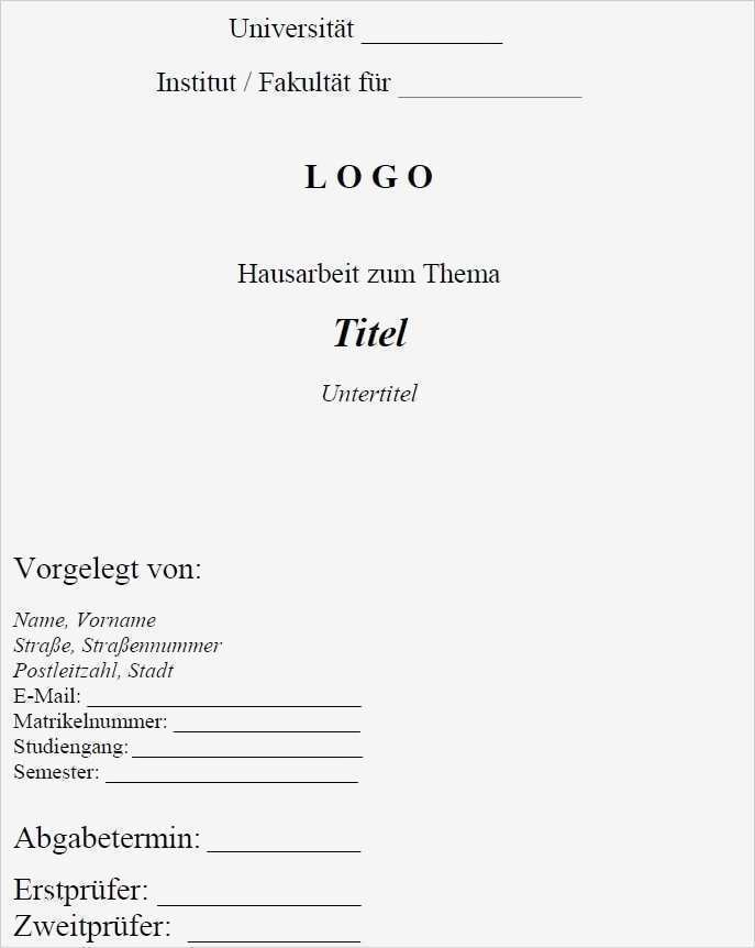 Hausarbeit Vorlage Schön Deckblatt Hausarbeit Seminararbeit Bachelorarbeit