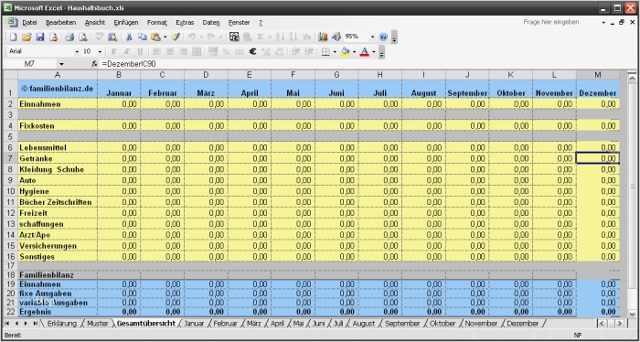 Haushaltsbuch Excel Vorlage Mac Fabelhaft Familienbilanz Haushaltsbuch Download