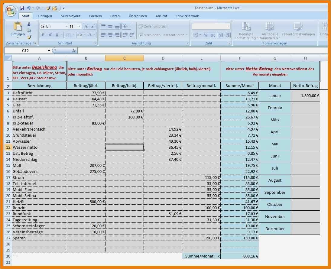 Haushaltsbuch Vorlage Beste 12 Haushaltsbuch Vorlage