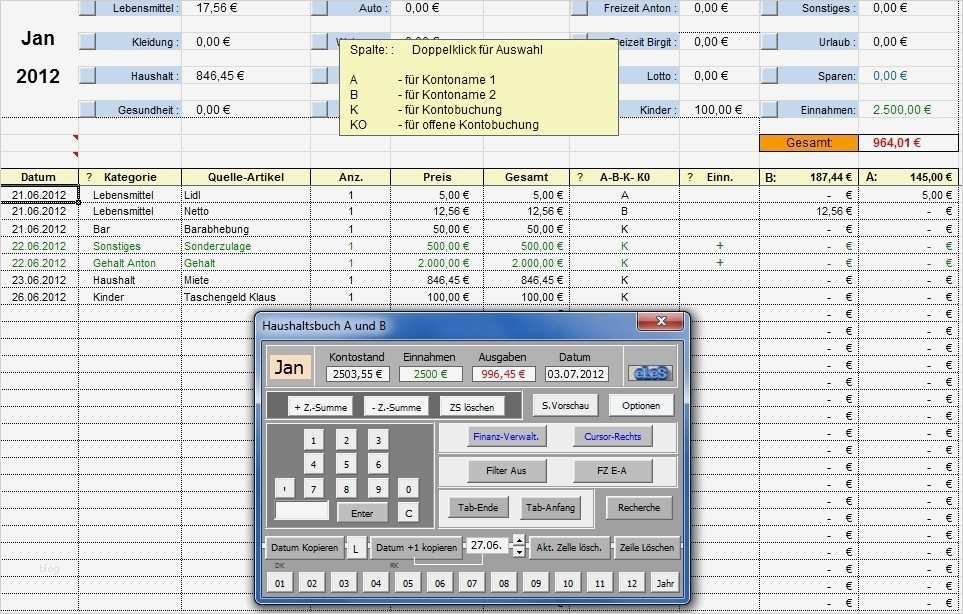 Haushaltsbuch Vorlage Hübsch Haushaltsbuch 2012