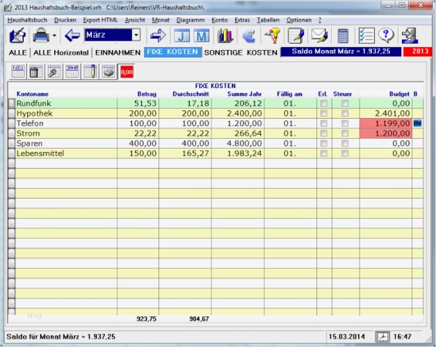 Haushaltsbuch Standard Download