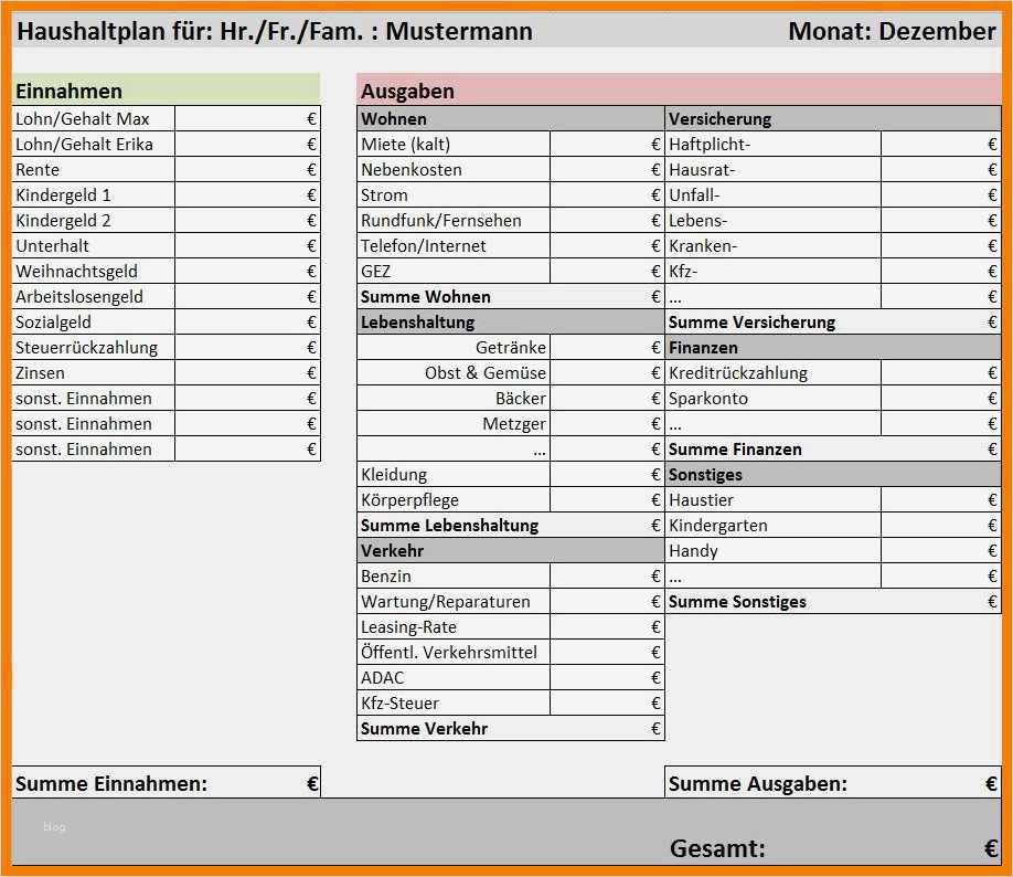 Haushaltsplan Muster Vorlagen Angenehm 13 Haushaltsplan Vorlage