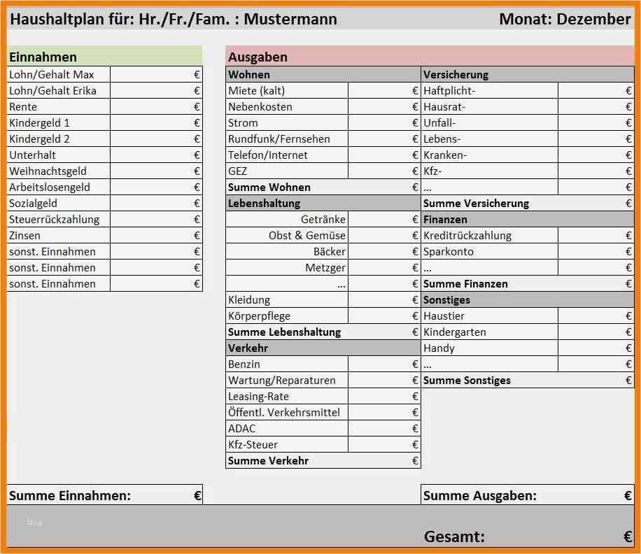 Haushaltsplan Vorlage Einzigartig 8 Haushaltsplan Vorlage
