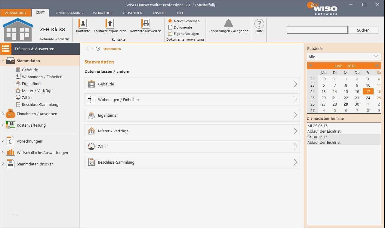 Hausverwaltung Excel Vorlage Kostenlos Gut Wiso Hausverwalter 2017 Start