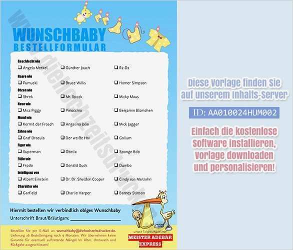 Hochzeitszeitung Vorlage Cool Gratis Vorlage "babybestellformular" Für