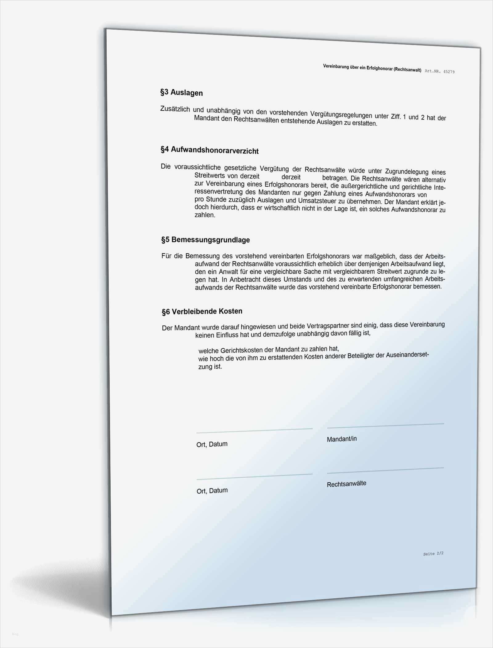 Homepage Rechtsanwalt Vorlage Luxus Vereinbarung Erfolgshonorar Rechtsanwalt