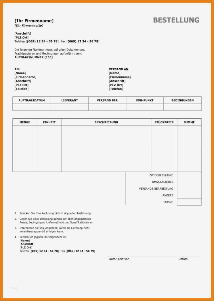 Hp Vorlagen Kostenlos Angenehm 9 Bestellung Vorlage