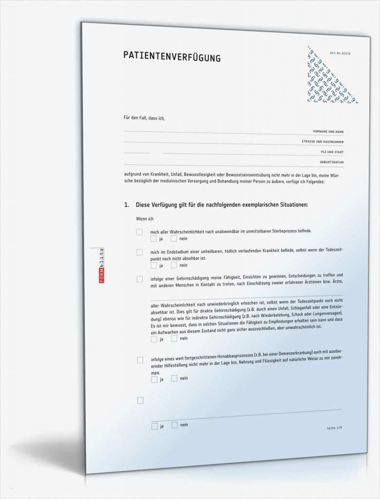 Html formular Vorlage Neu Patientenverfügung Muster Rechtssichere Vorlage Zum Download