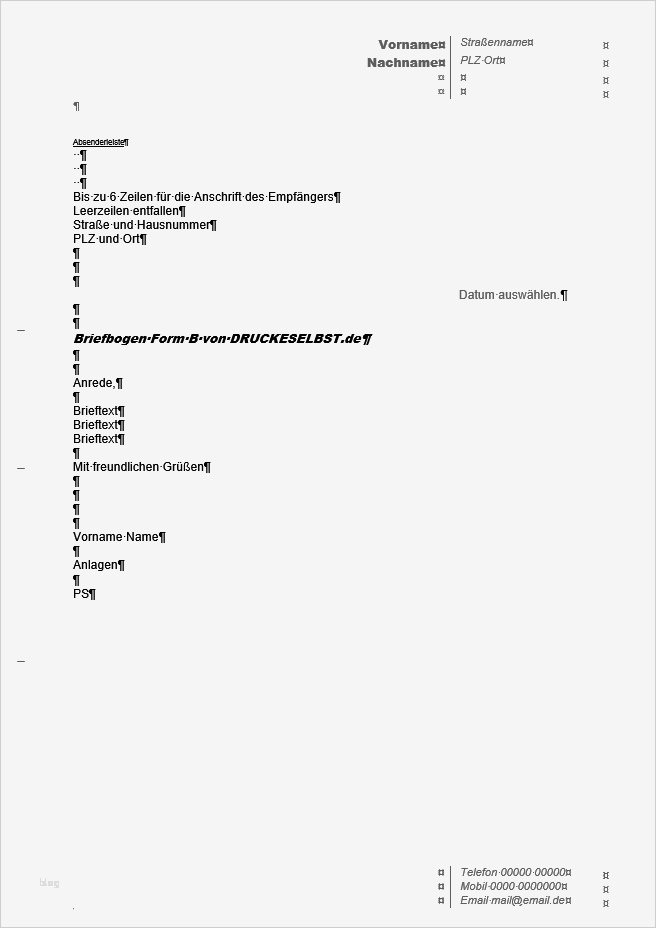 Drucke selbst Kostenlose Layout Briefvorlagen für Word