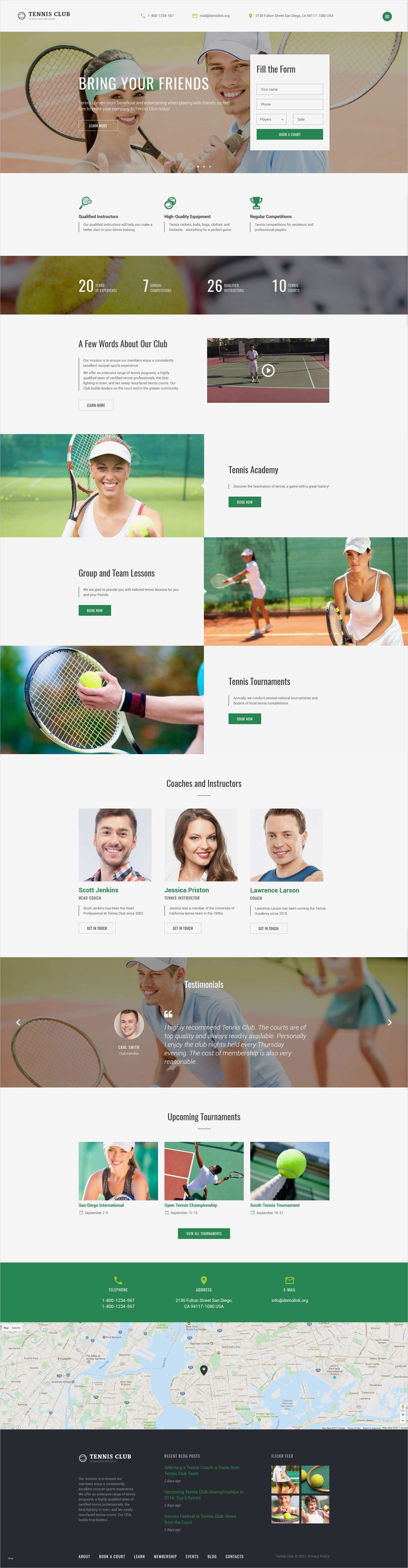 Website Vorlage für Tennis