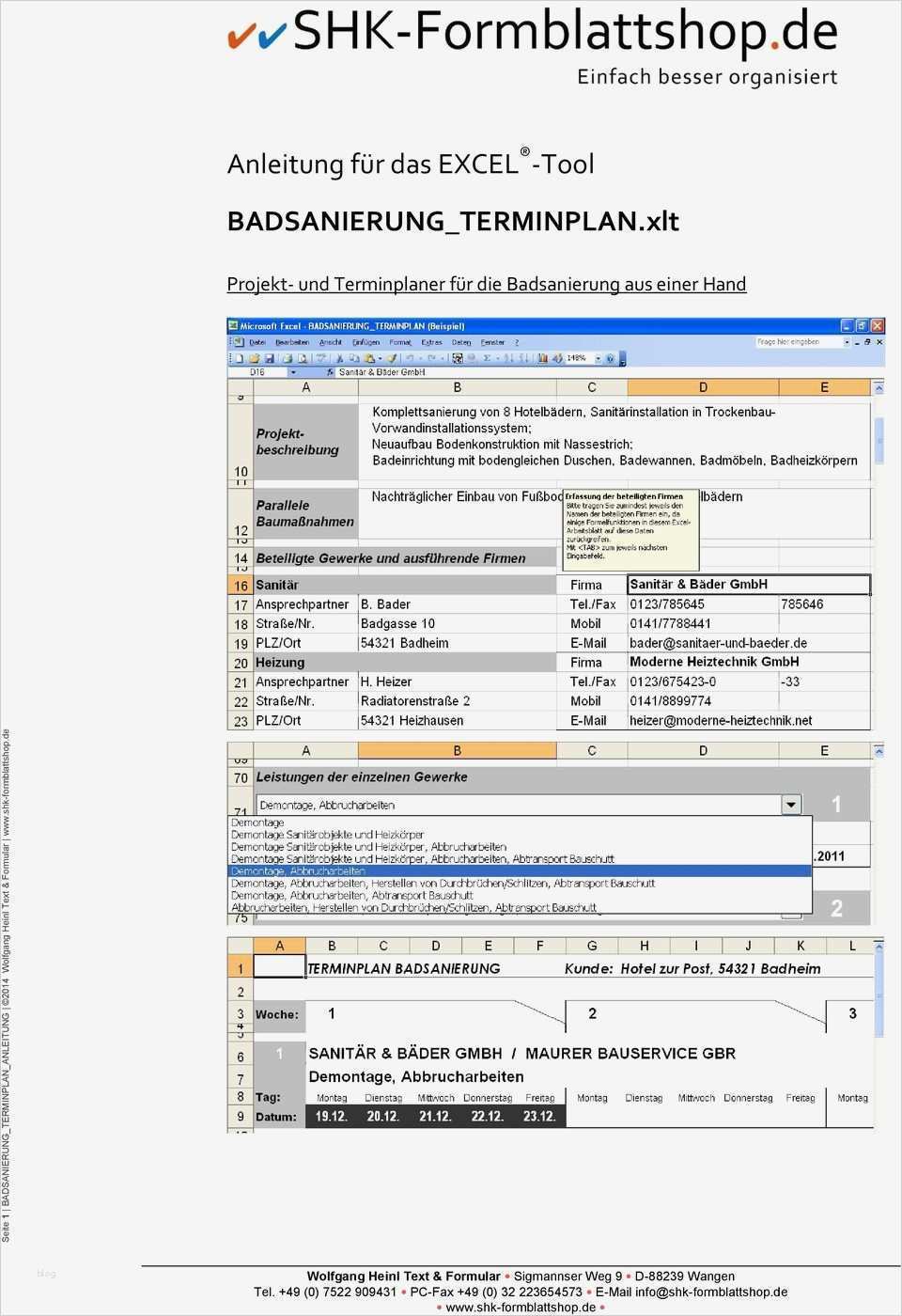 Html5 formular Vorlage Fabelhaft Badsanierung Terminplan Xlt Pdf