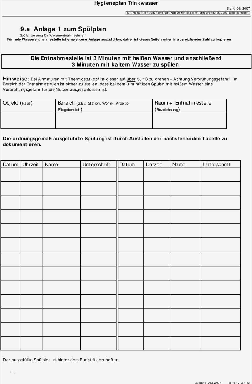 Hygieneplan Vorlage Bewundernswert Hygieneplan Trinkwasser Pdf