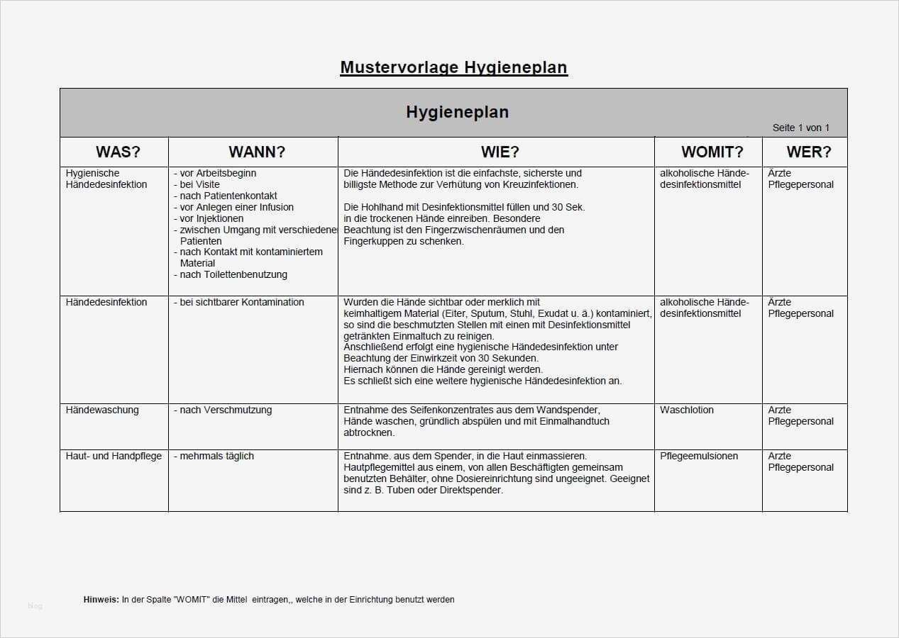 Hygieneplan Vorlage Süß Med Online