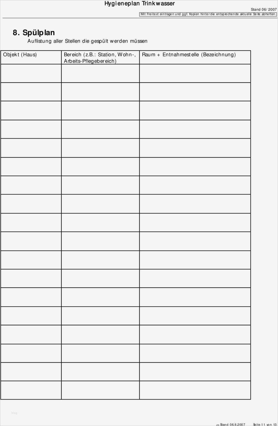 Hygieneplan Vorlage Wunderbar Hygieneplan Trinkwasser Pdf