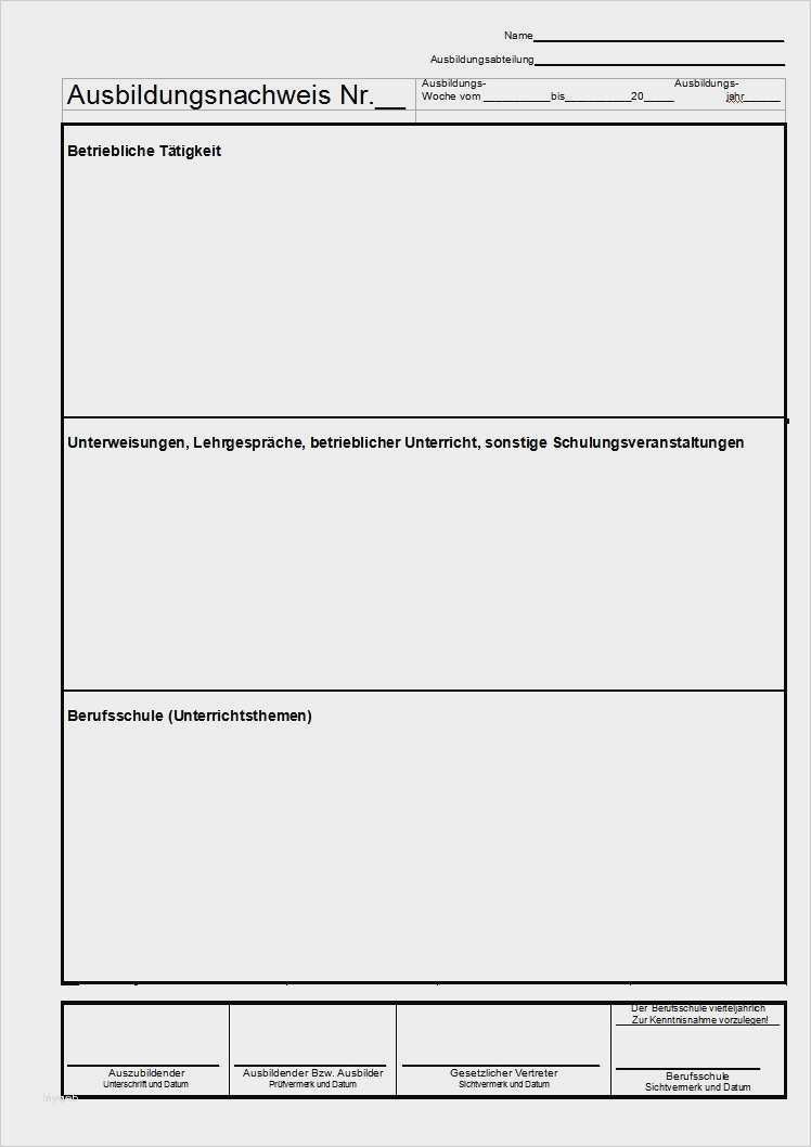 Ihk Berichtsheft Vorlage Beste Ausbildungsnachweis Vorlage Ihk Einzigartig Berichtsheft