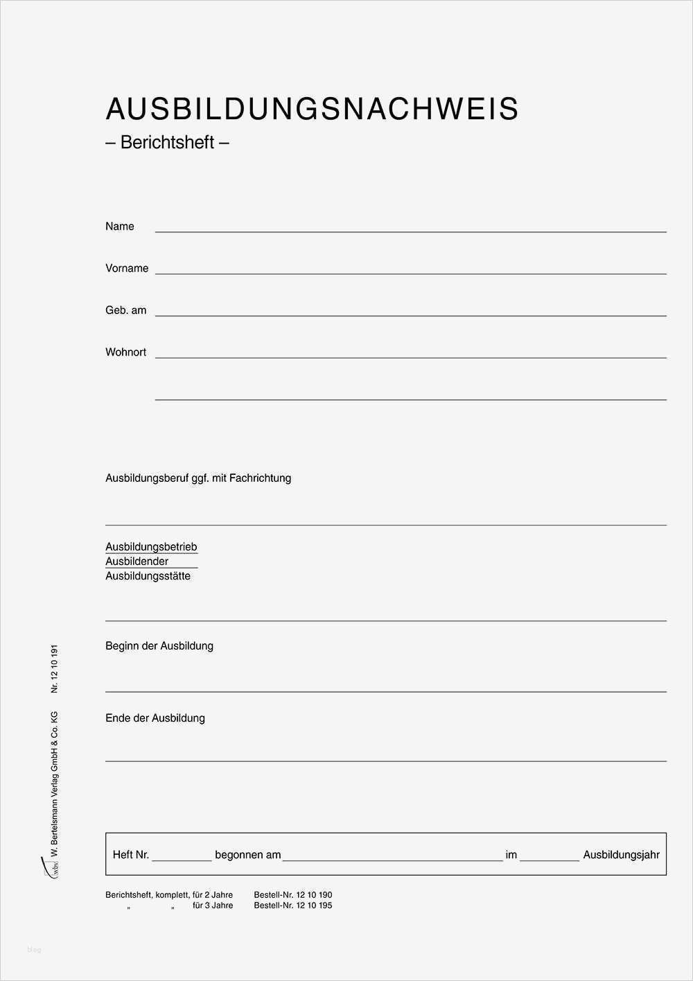 Ausbildungsnachweis Vorlage Ihk – Vorlagen Komplett