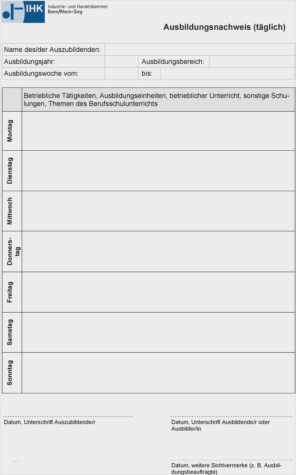 Ihk Berichtsheft Vorlage Fabelhaft Berichtsheft Vorlage Ihk Süß Der Ausbildungsnachweis