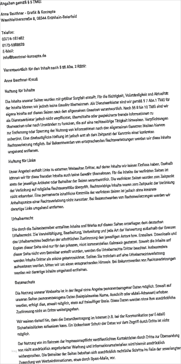 Impressum Nach 5 Tmg Vorlage Einzigartig Impressum