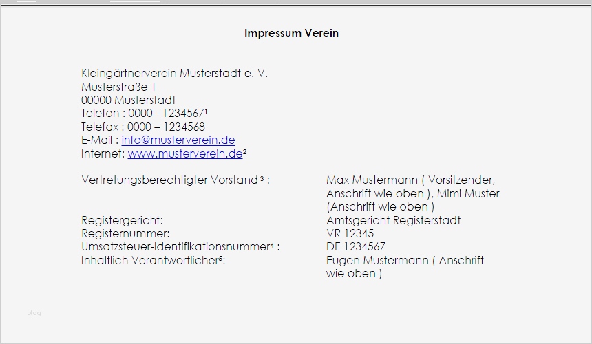 Impressum Nach 5 Tmg Vorlage Genial Impressum Für Einen Verein Muster Zum sofort