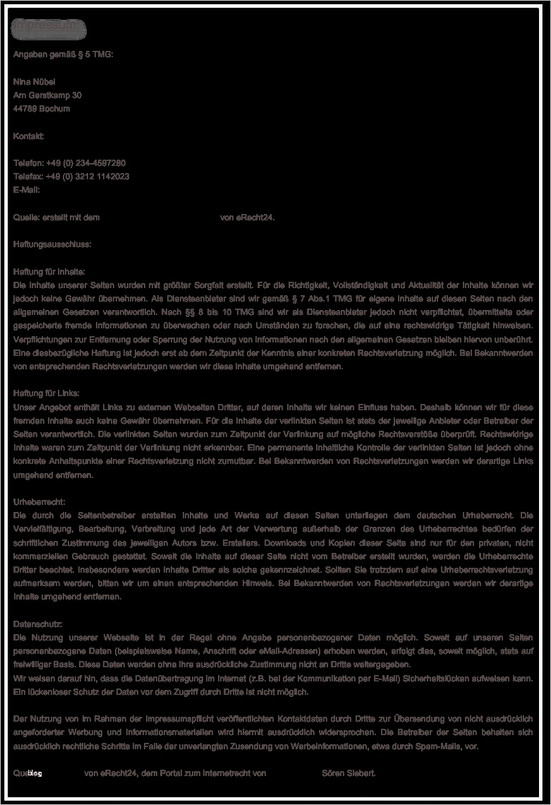 Impressum Nach 5 Tmg Vorlage Luxus Impressum