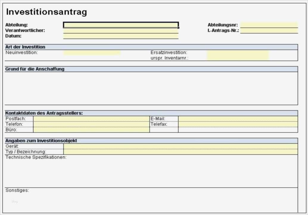 Impressum Vorlage Best Of formular Für Investitionsplanung Investitionsantrag