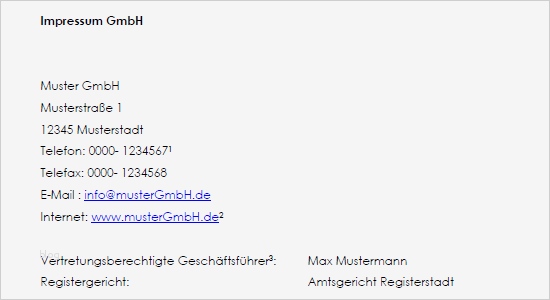 Impressum Vorlage Elegant Musterimpressum Für Eine Gmbh Günstiger Download