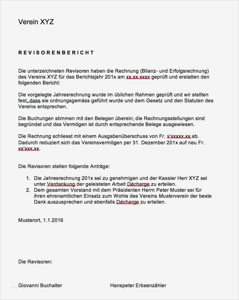 Impressum Vorlage Wunderbar Revisorenbericht Verein Vorlage