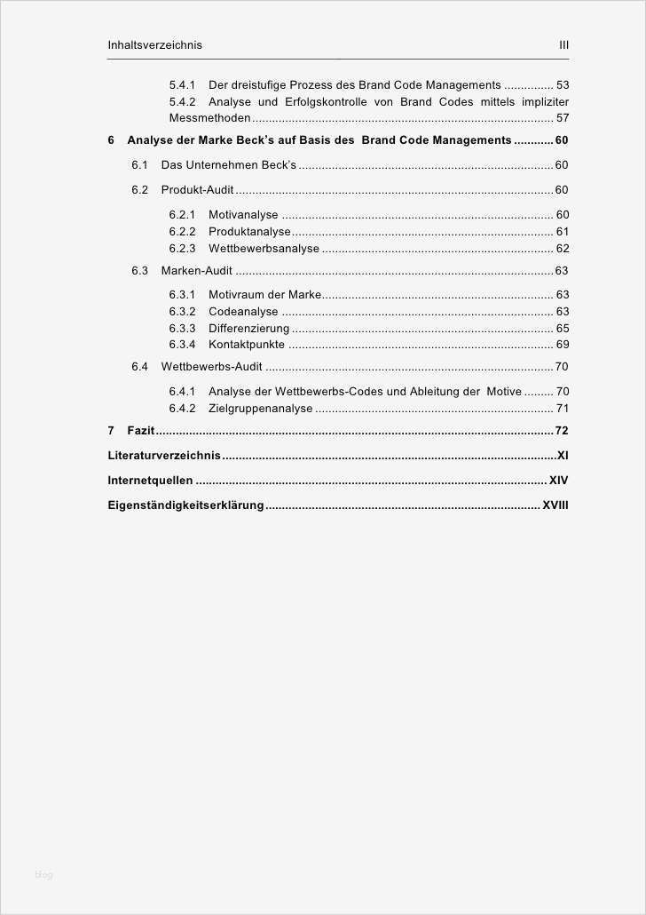 Inhaltsverzeichnis Hausarbeit Vorlage Beste Inhaltsverzeichnis