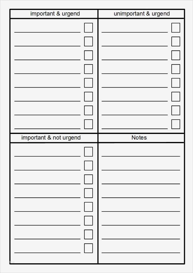 Inhaltsverzeichnis Vorlage Beste Things to Do List Free S Eisenhower Principle to