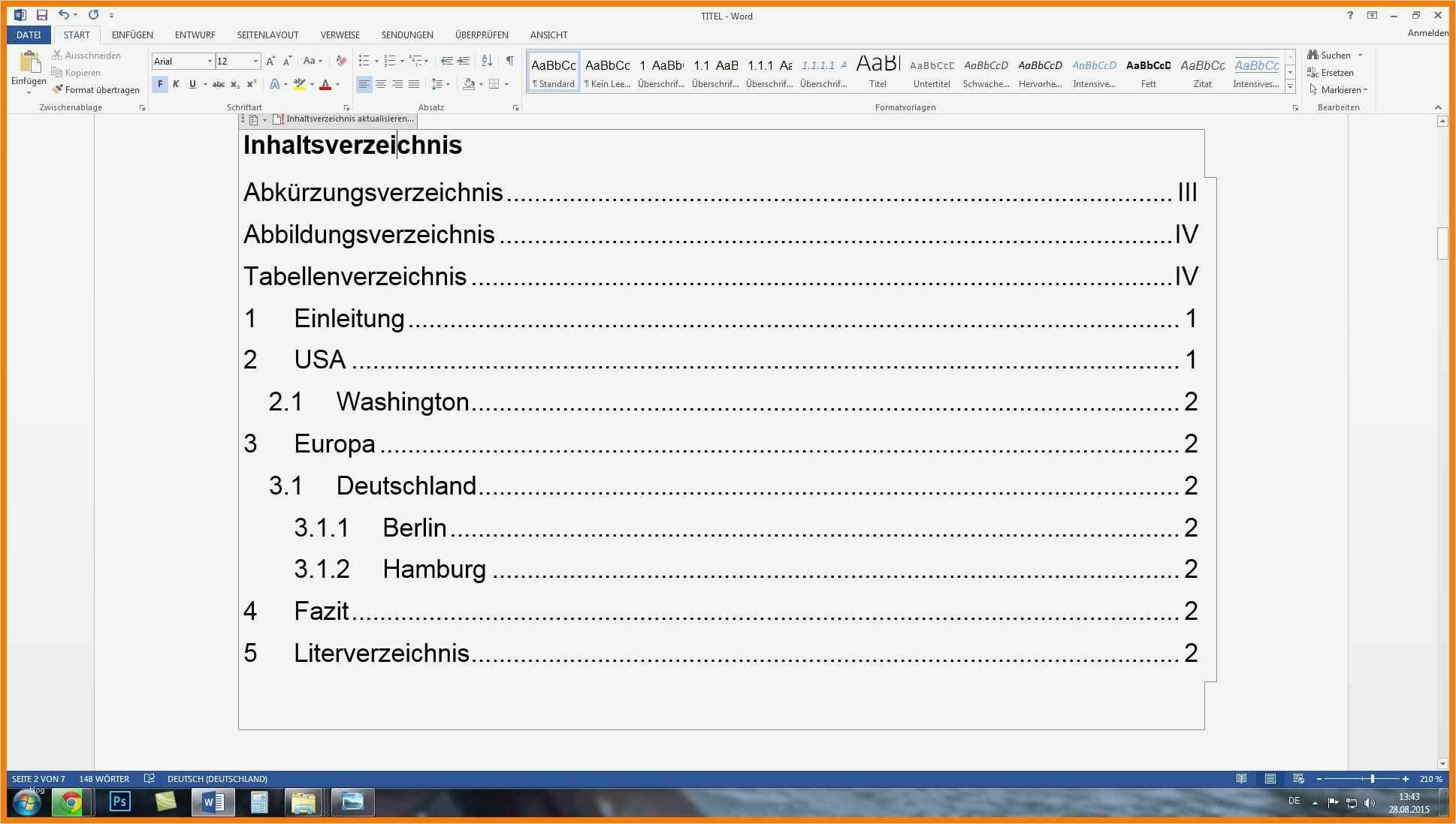 Inhaltsverzeichnis Vorlage Cool 8 Inhaltsverzeichnis Word Vorlage