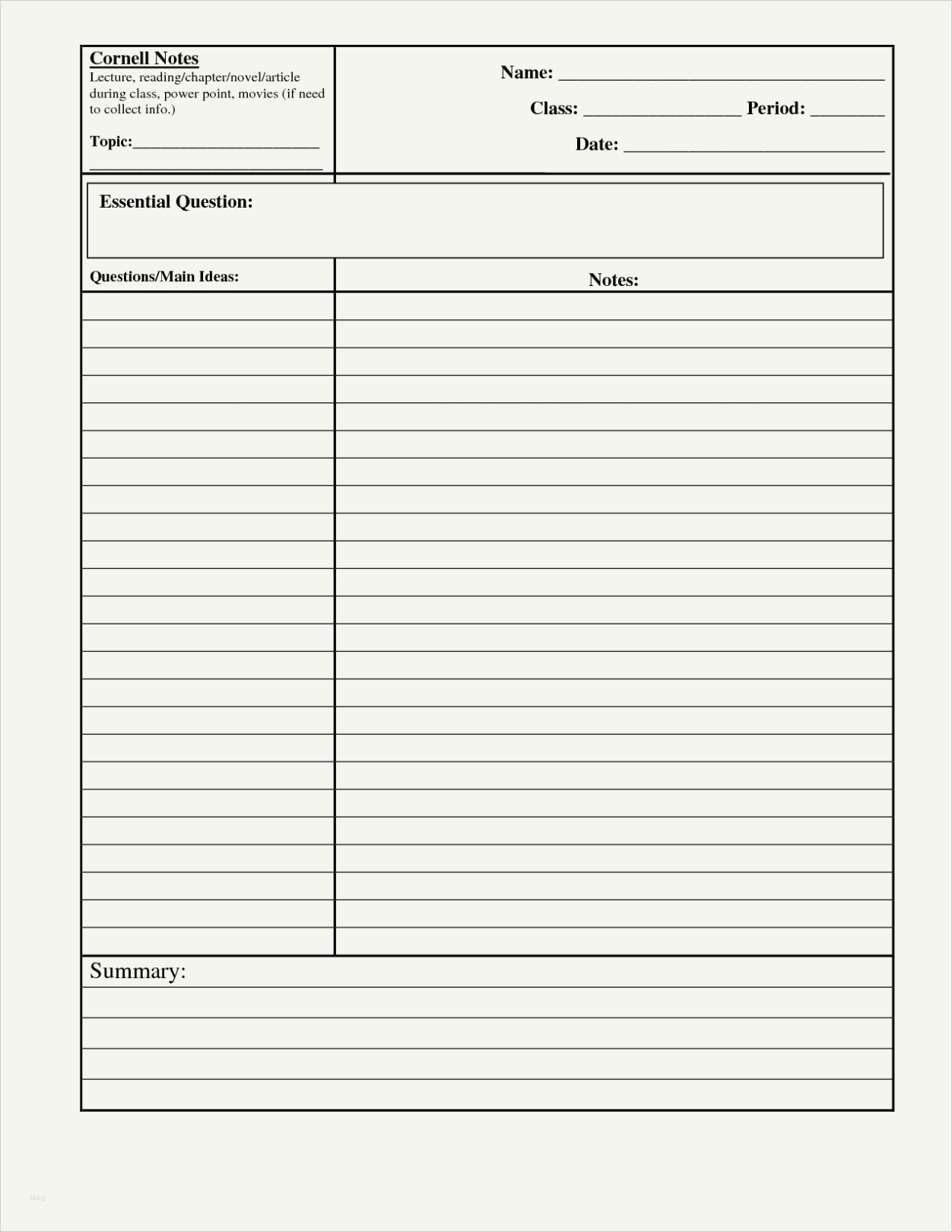 Inhaltsverzeichnis Vorlage Erstaunlich Cornell Notes Template Word Doc Enote