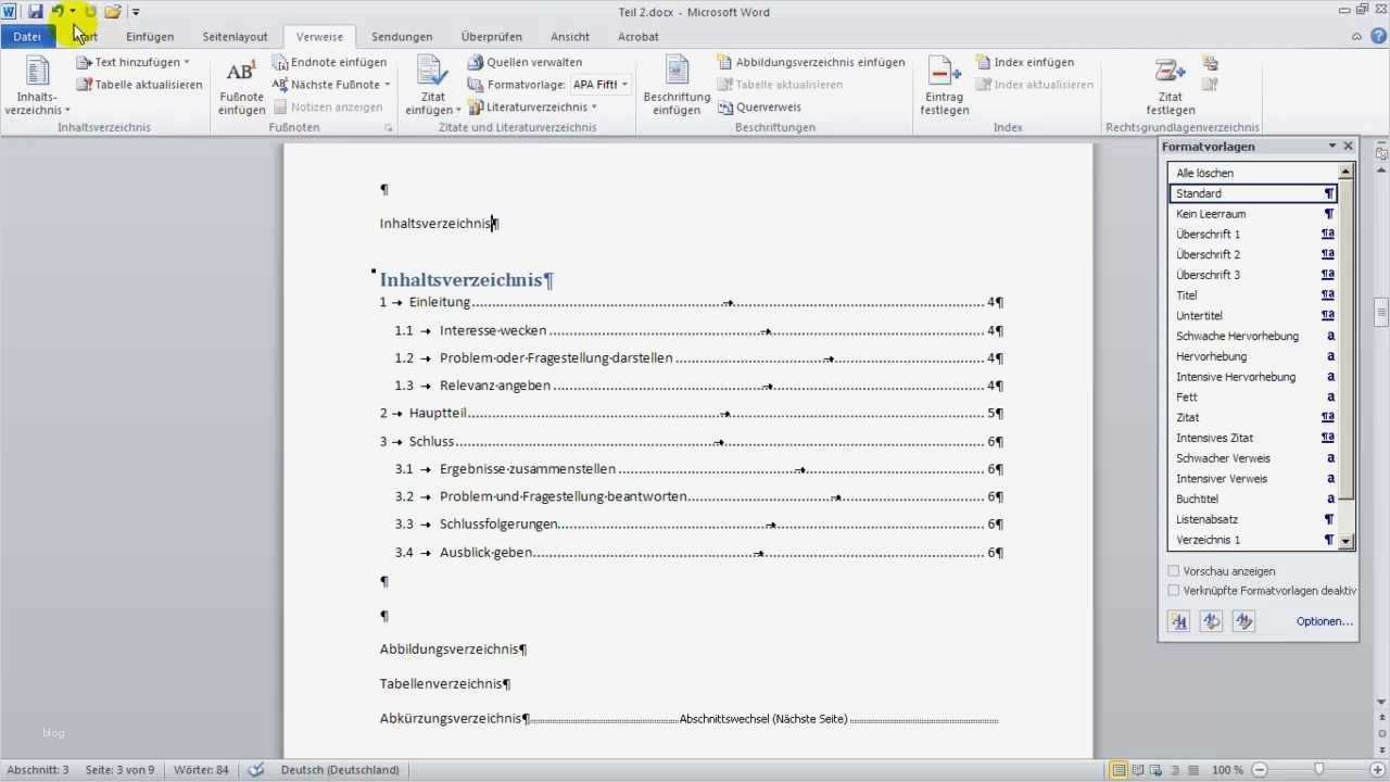 Inhaltsverzeichnis Word 2010 Vorlage Angenehm Wissenschaftliche Arbeit 3 Inhaltsverzeichnis 2 Mit
