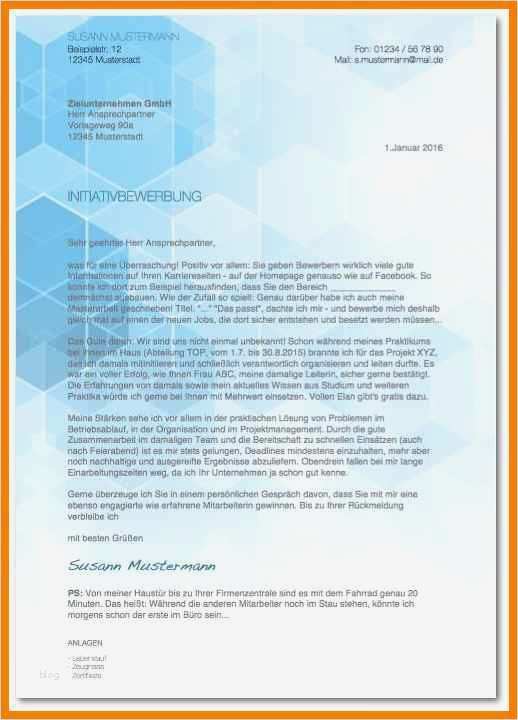 Initiativbewerbung Muster Vorlage Kostenlos Großartig 14 Initiativbewerbung Beispiel