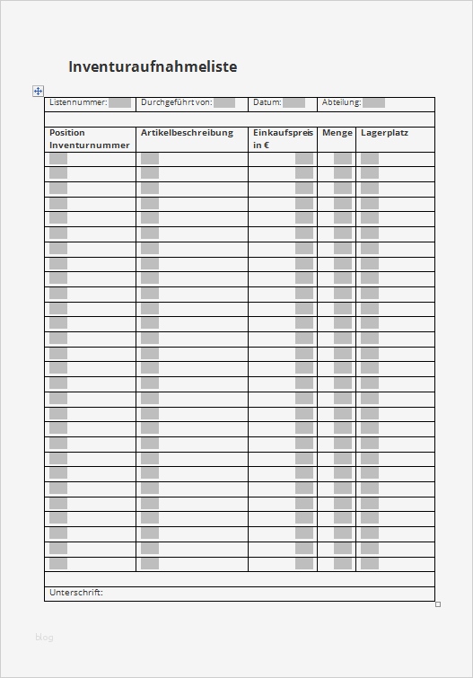 Inventarliste Excel Vorlage Schön Inventurliste Zum Ausdrucken – Download Kostenlos