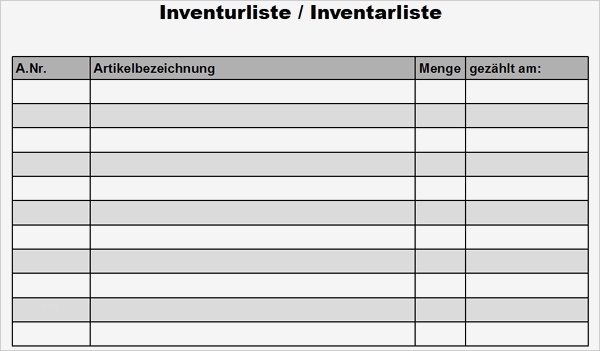 Inventarliste Vorlage Muster Großartig Inventurliste Pdf Vorlage