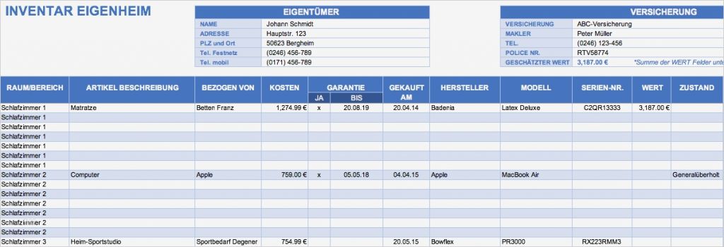 Inventur Excel Vorlage Kostenlos Beste Kostenlose Excel Inventar Vorlagen