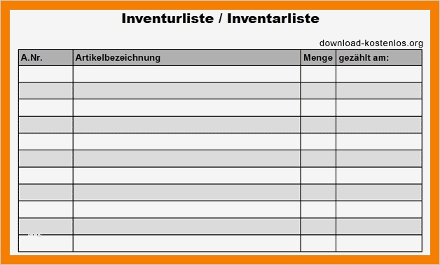 Inventur Vorlage Excel Kostenlos Neu 12 Inventarliste Muster