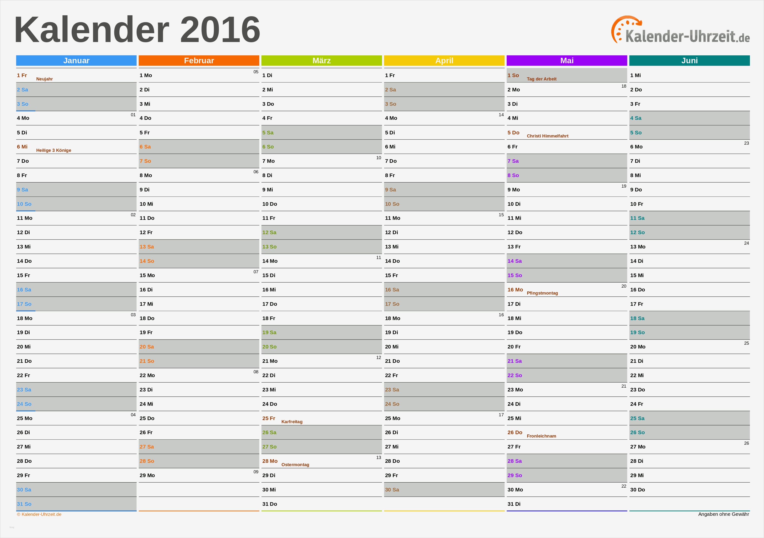 Jahreskalender Excel Vorlage Kostenlos Cool Excel Kalender 2016 Kostenlos