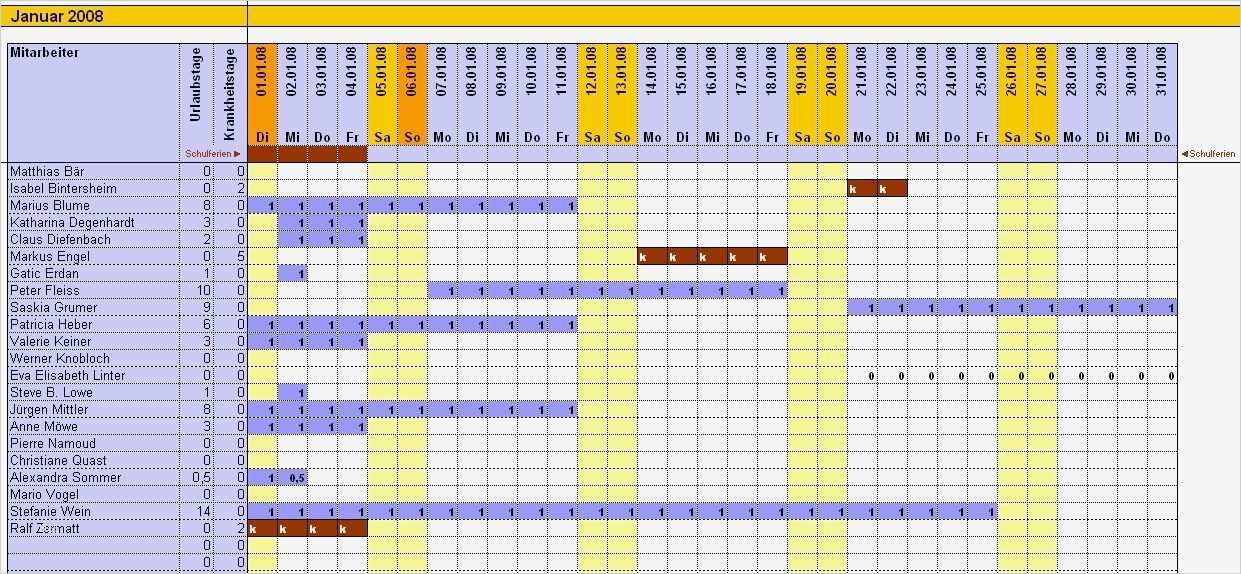 Jahreskalender Excel Vorlage Kostenlos Süß Tunesoft Urlaubsplaner Download
