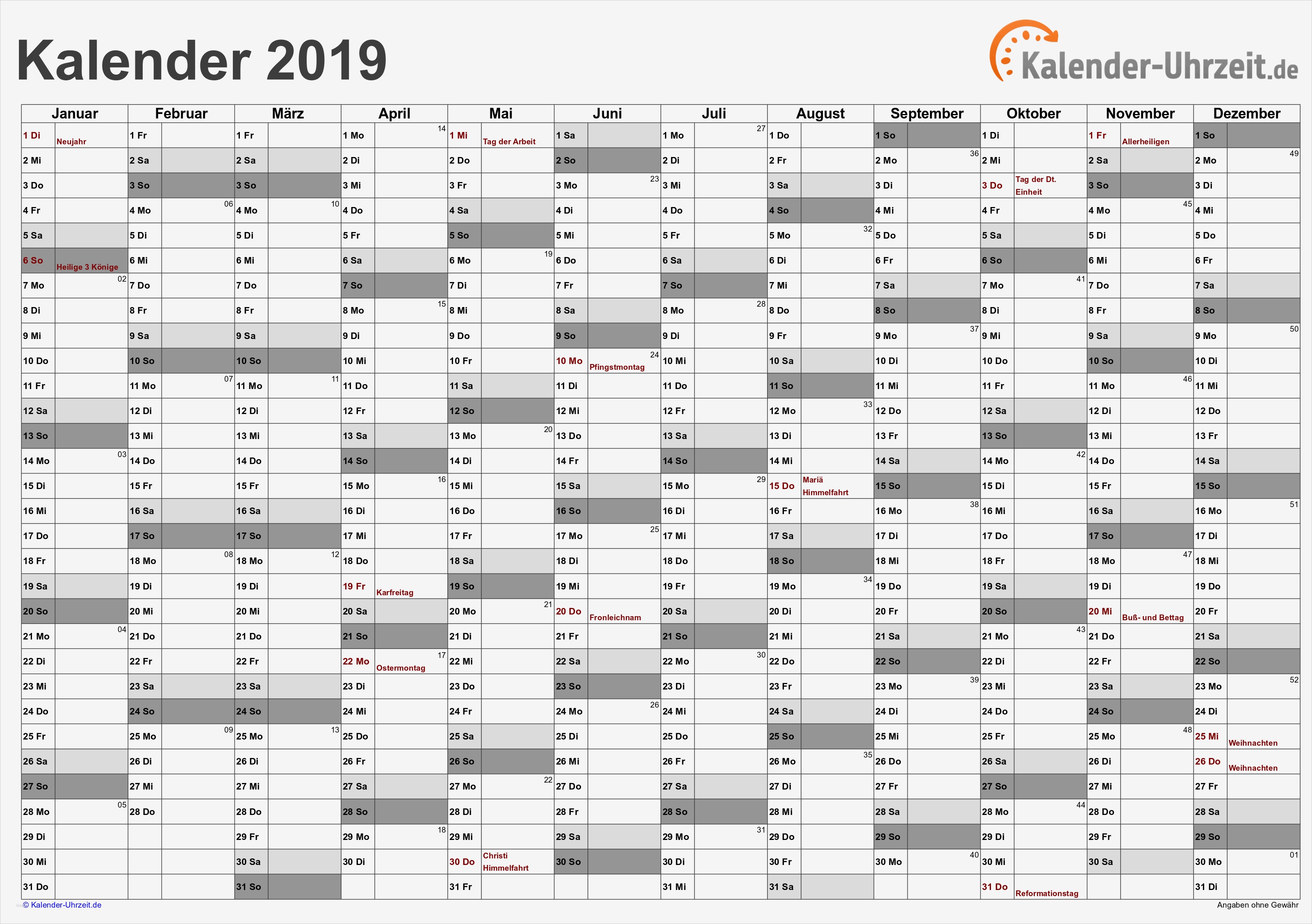 Jahreskalender Excel Vorlage Kostenlos Wunderbar Excel Kalender 2019 Kostenlos