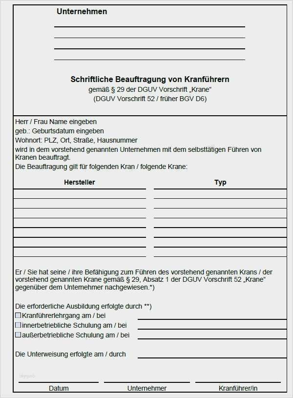 Jährliche Unterweisung Kranführer Vorlage Erstaunlich Unterweisung Kranführer Vorlage Hübsch Schriftliche