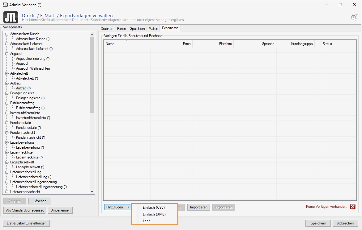 Jtl Vorlagen Elegant Exportvorlagen In Jtl Wawi Verwalten – Jtl Guide