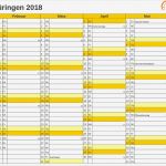 Kalender 2018 Vorlage Drucken Neu Feiertage 2018 Thüringen Kalender