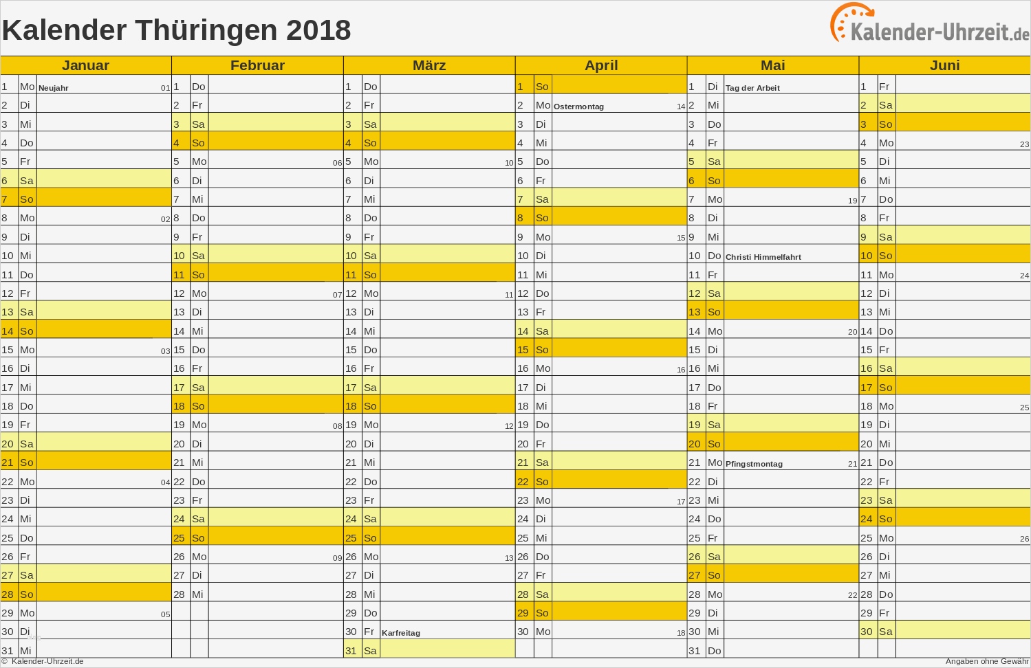 Kalender 2018 Vorlage Drucken Neu Feiertage 2018 Thüringen Kalender