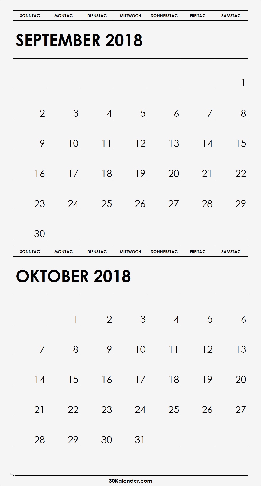 Kalender 2018 Vorlage Drucken Neu Kalender September Oktober 2018